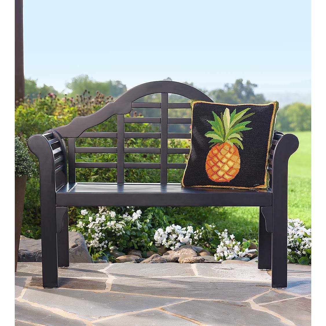 Black Eucalyptus Wood Garden Bench L86290