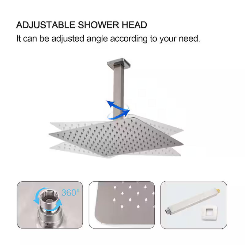 12 in. Square Rain Shower Head with Hand Shower in Brushed Nickel M676
