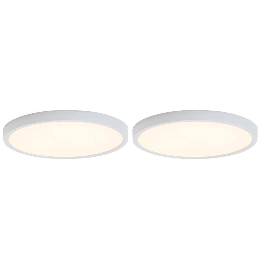 White 14-in Integrated LED Flush Mount Light 2-Pack Q13958