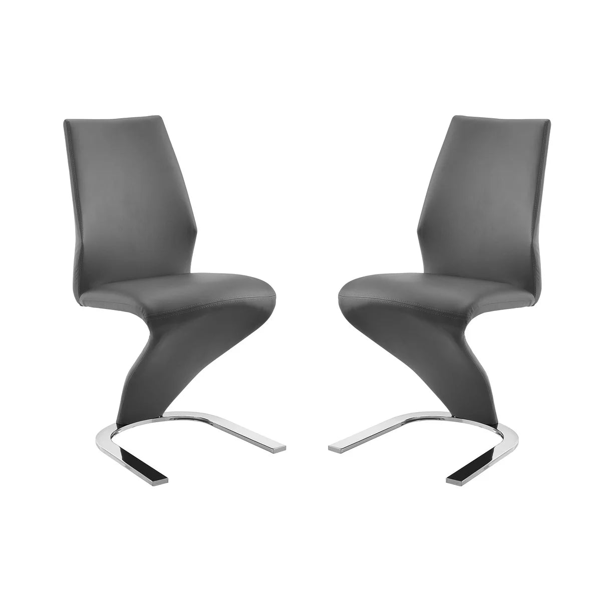 Set of 2 Gray Polyurethane Leather Dining Chairs U453692