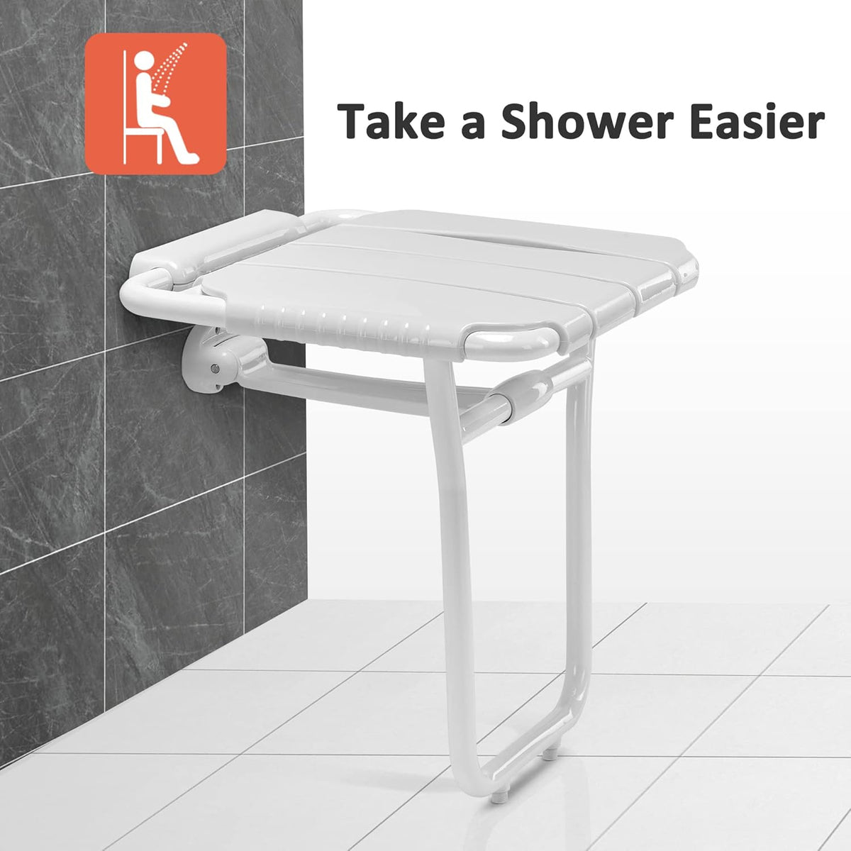 Foldable Shower Seat Bench Wall Mounted White L119