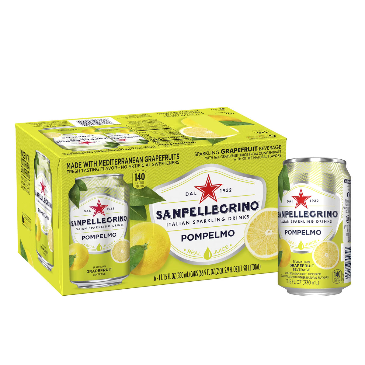 Italian Sparkling Drink, Grapefruit, 11.15 Fl Oz (Pack Of 6) E2387