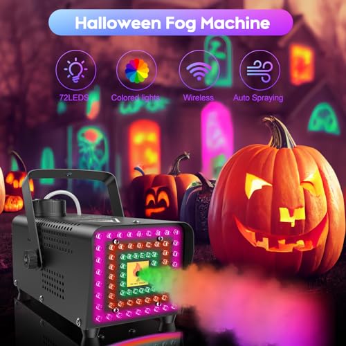 500W 2000CFM Fog Machine with 72 LED Lights and Wireless Remote Control J2729