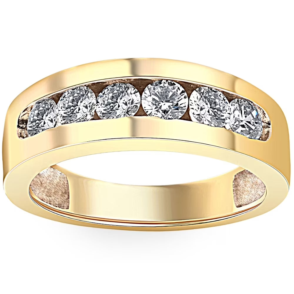 14k Yellow Gold Lab Grown Diamond Channel Set Mens Ring J70614