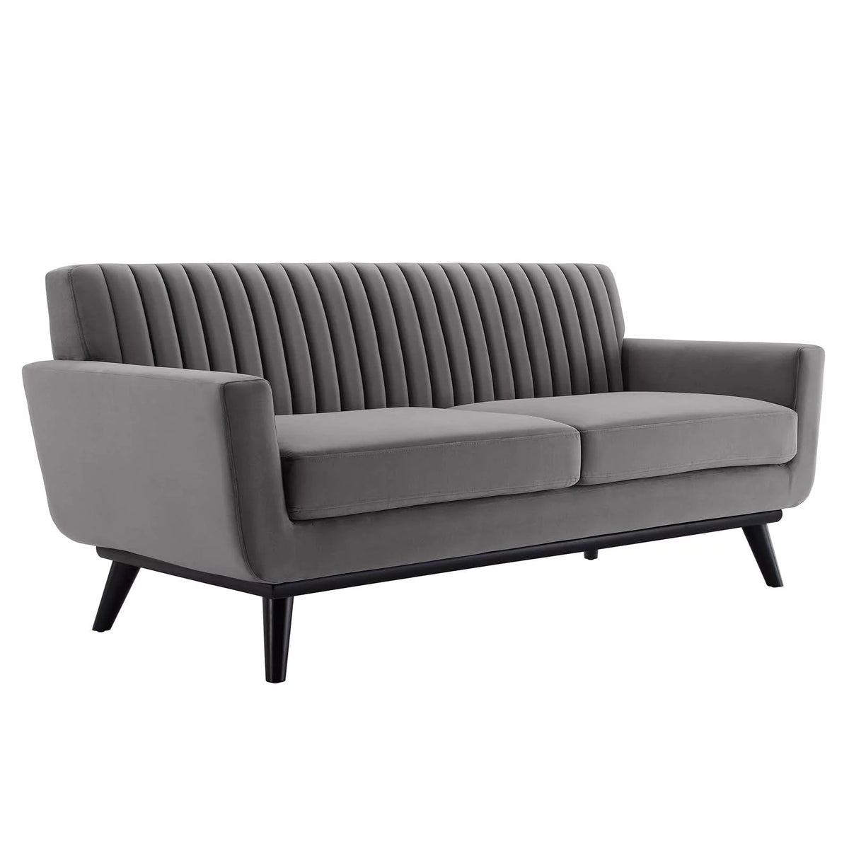 Gray Channel Tufted Performance Velvet Loveseat D379709