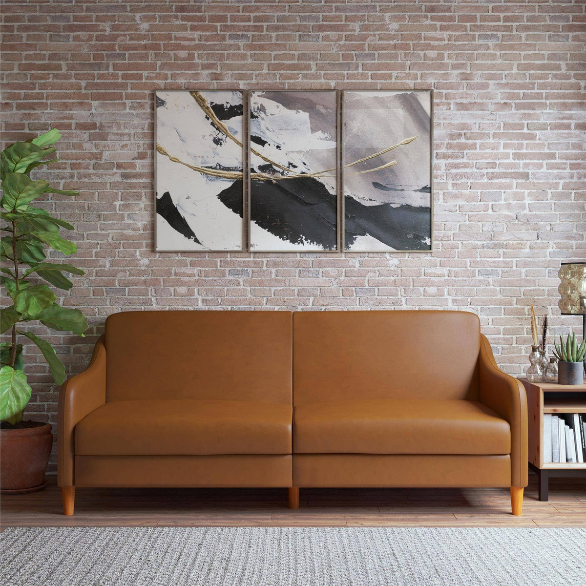 Camel Faux Leather Futon A1525