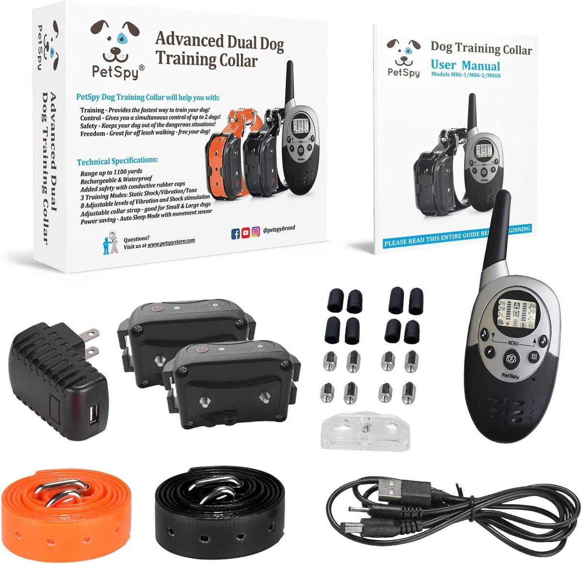 Waterproof Rechargeable Remote Training Dog Collar Pack of 2 D416