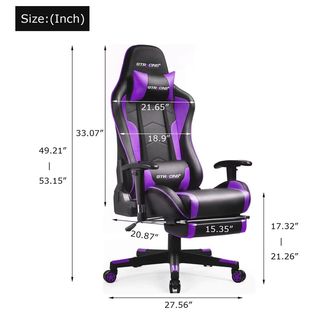Purple Gaming Chair with Speakers and Footrest J671