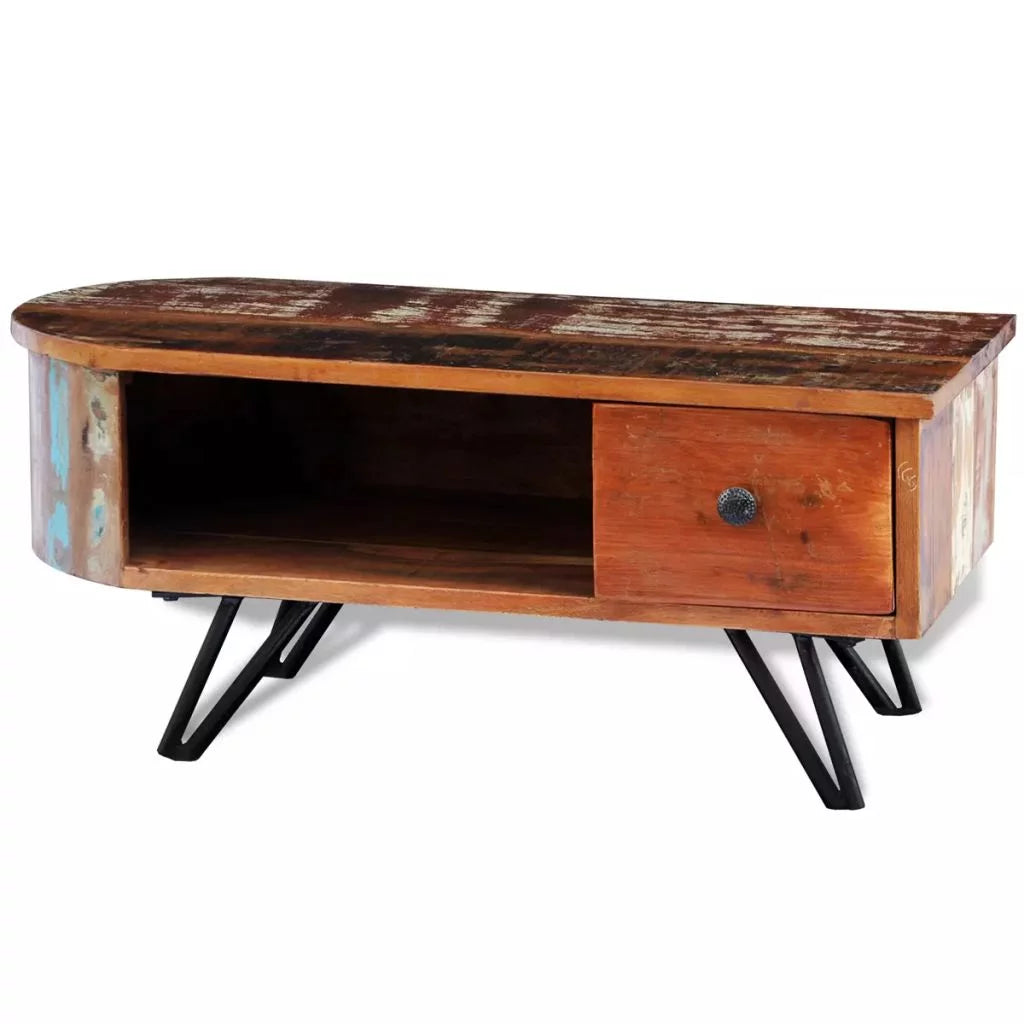 Solid Reclaimed Wood Coffee Table with Iron Pin Legs N398471