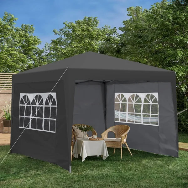 Black Detachable Fabric Outdoor Pop-Up Pavilion Canopy C250075