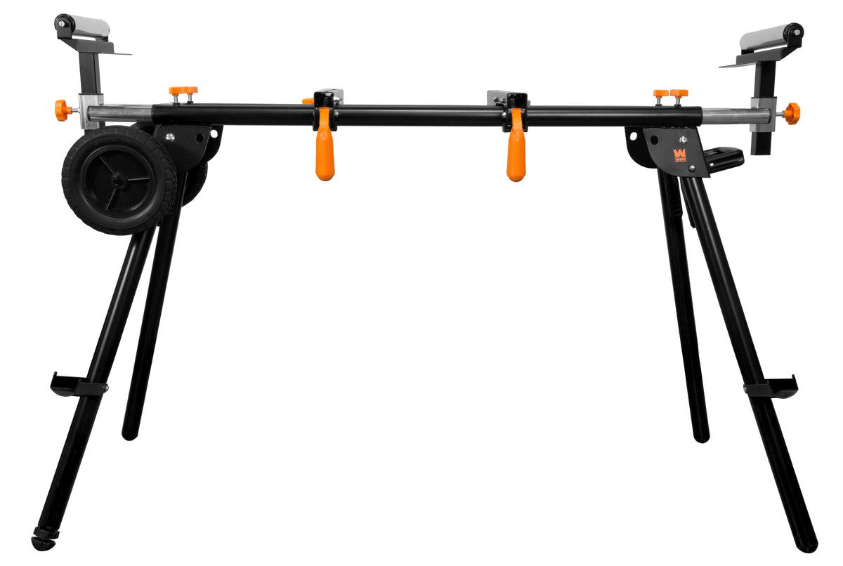 Collapsible Rolling Miter Saw Stand with 3 Onboard Outlets L7871