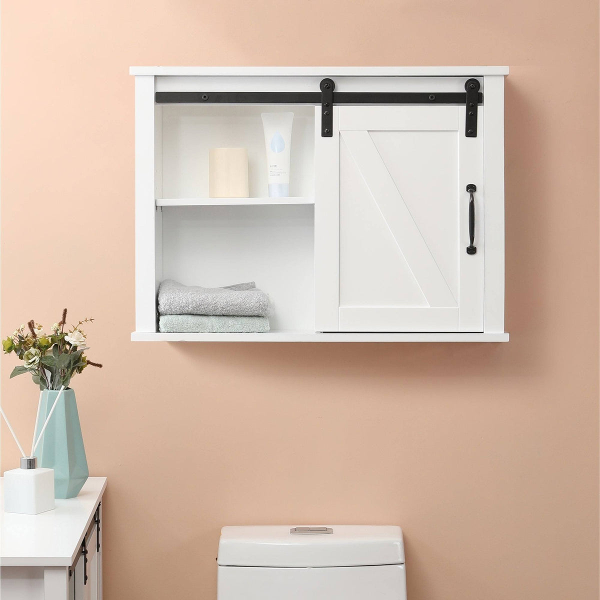 White MDF Bathroom Wall Cabinet T28600