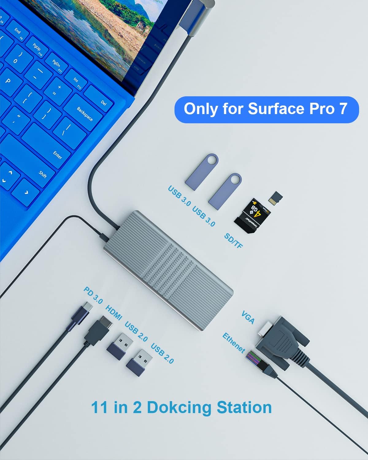 11 in 2 USB C Docking Station with HDMI VGA PD3.0 RJ45 USB2.0 USB3.0 Pack of 2 Z42541