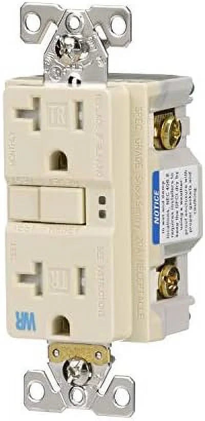 20 A Tamper and Weather Resistant Duplex GFCI Receptacle, Ivory F209344