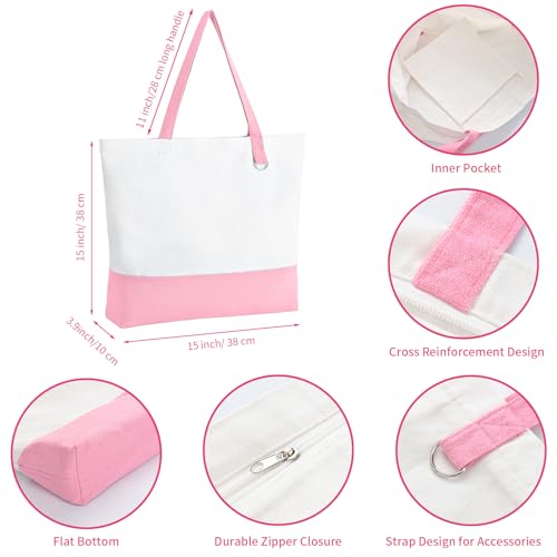 6 Pack Canvas Tote Bags with Zipper Z46192