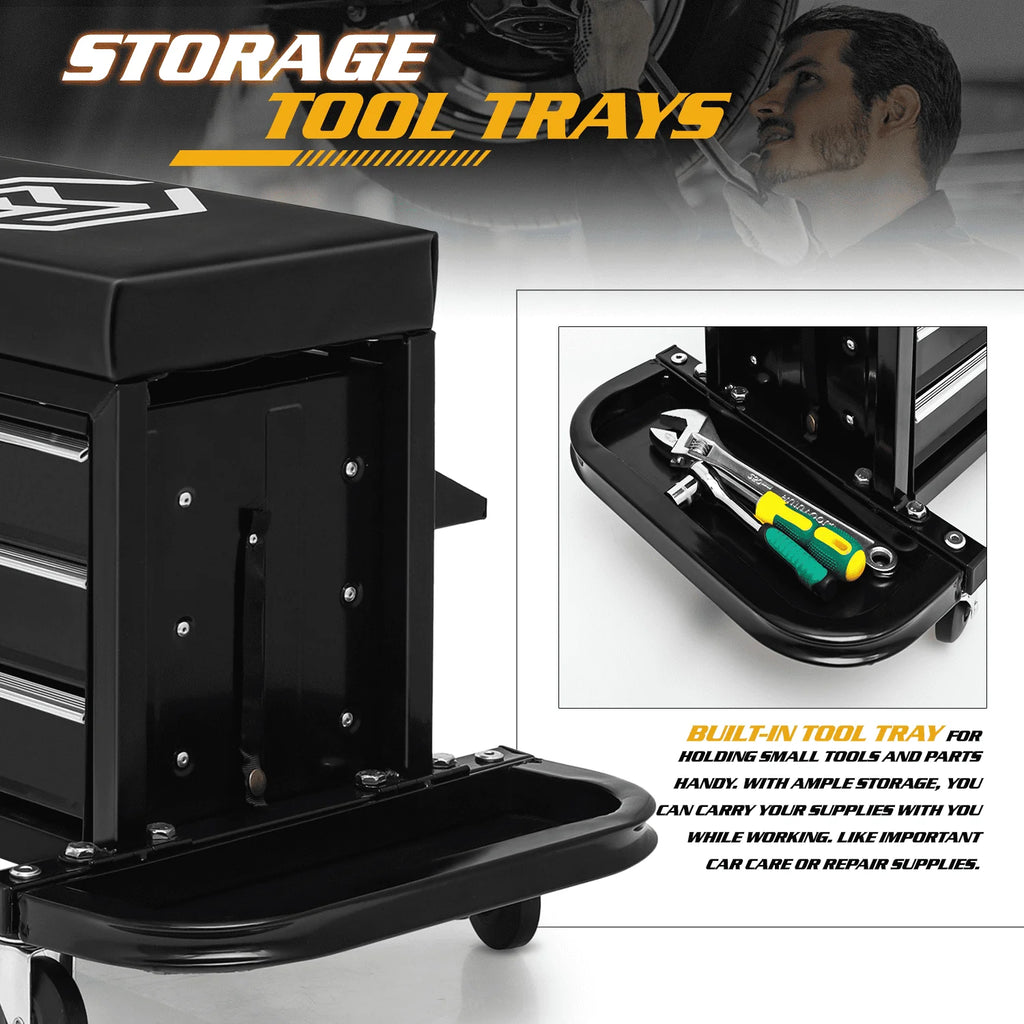 Red 3-Drawer Rolling Tool Box with Tool Tray B660632