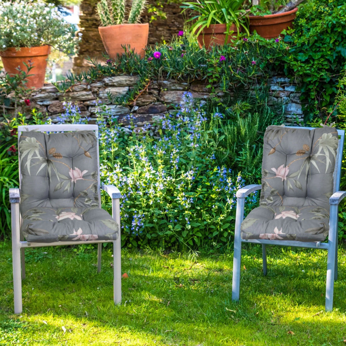 Grey Green Leaf Polyester Rocking Chair Cushion R374142