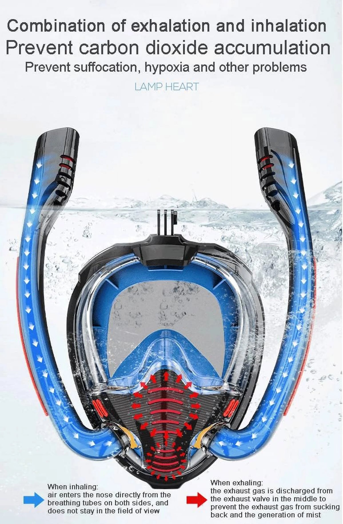 Double Tube Snorkeling Mask Anti-Fog Mirror X637