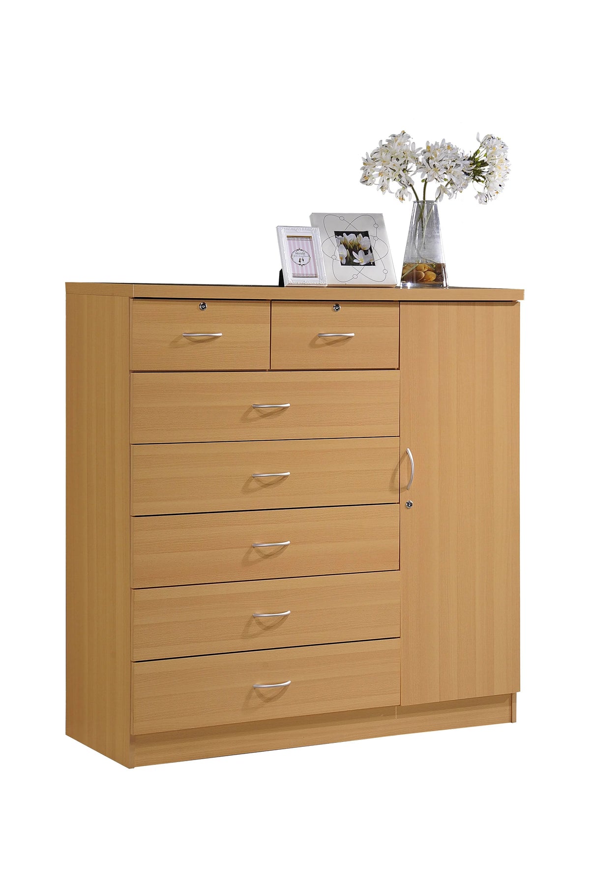 7 Drawer Dresser with Side Cabinet and 3 Shelves, Chocolate Z17150
