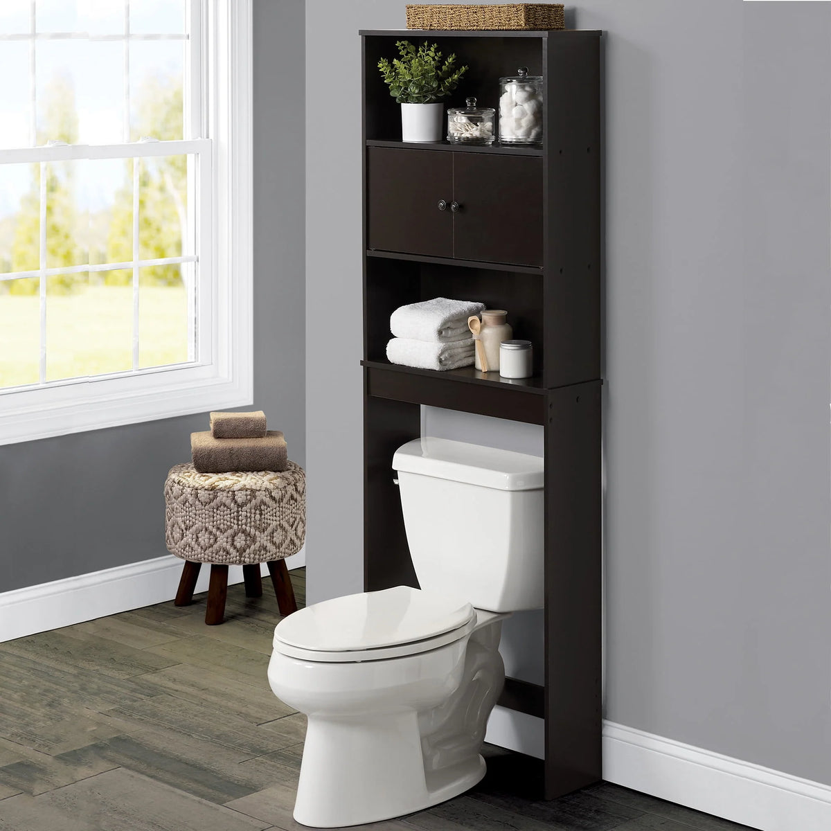 White 3-Shelf Bathroom Space Saver E779054