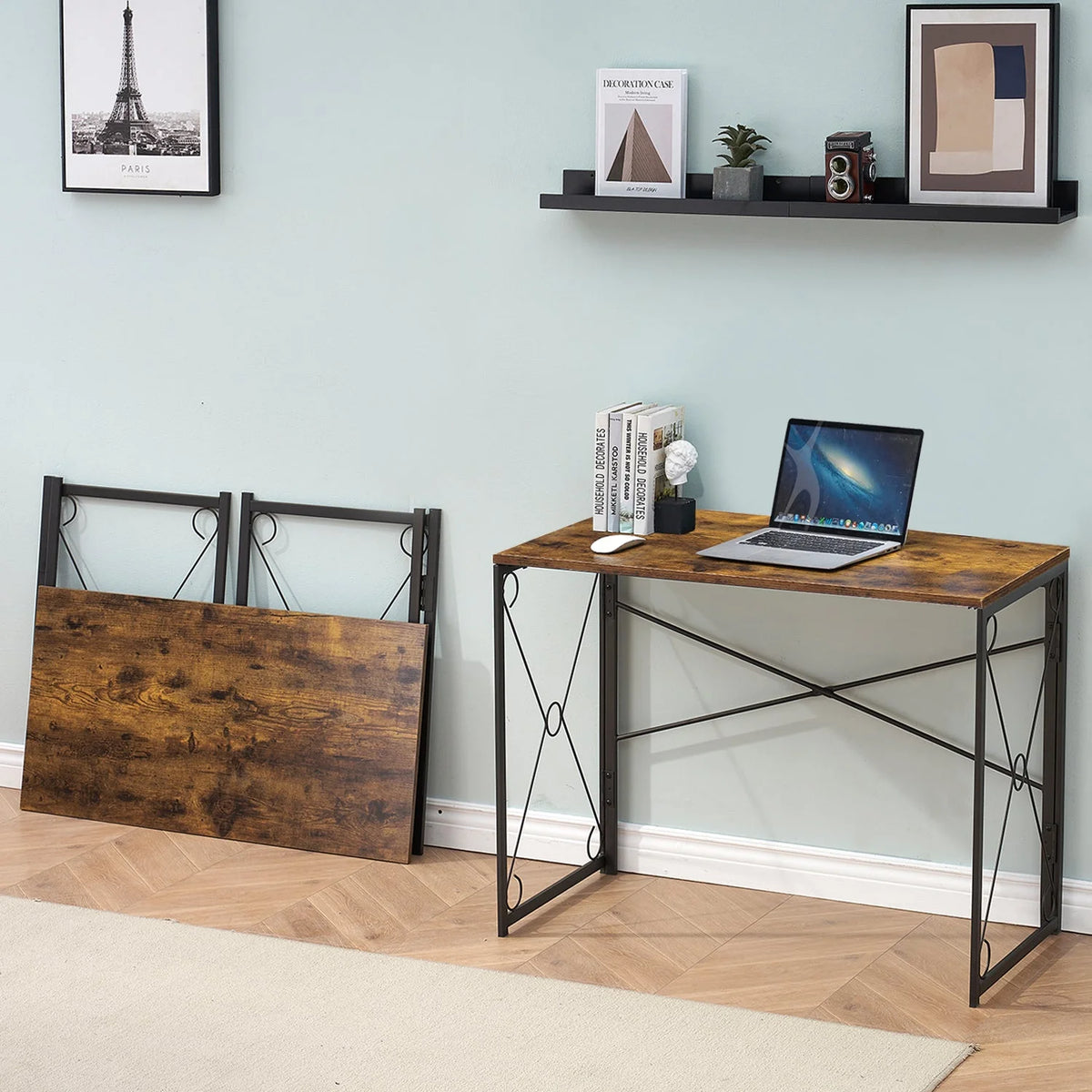 39'' Antique Brown Folding Computer Desk I7279