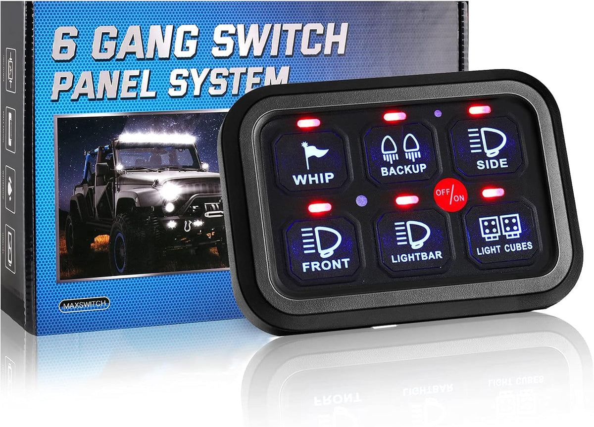 6 Gang Switch Panel Automatic Dimmable LED On-Off Car Switch Panel Button Switch Pod Touch Switch Box E404