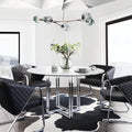 Round Stainless Steel Dining Table with Tempered Glass Top V247