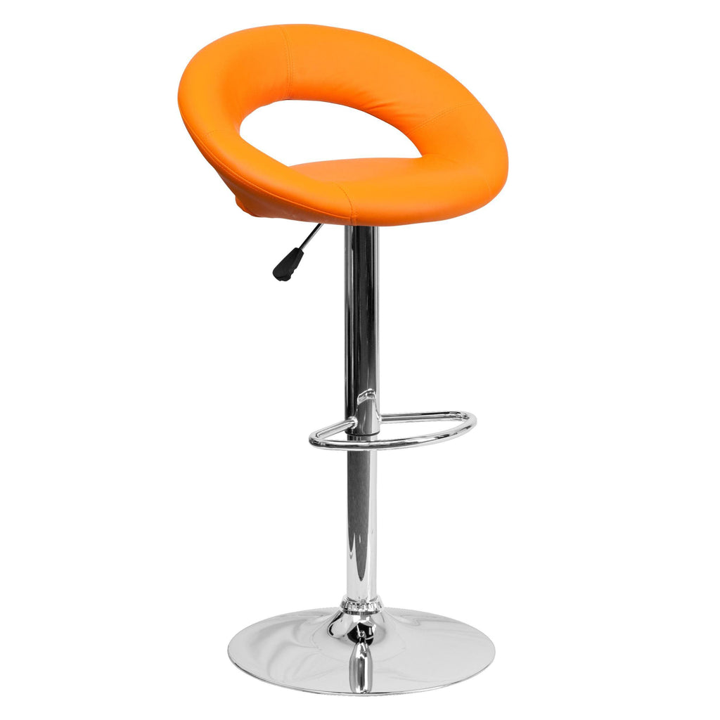 White Vinyl Adjustable Height Barstool with Chrome Base R72475