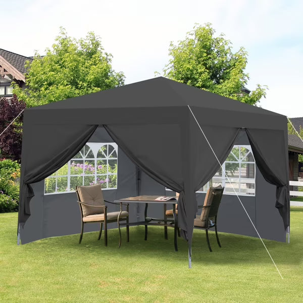 Black Detachable Fabric Outdoor Pop-Up Pavilion Canopy C250075