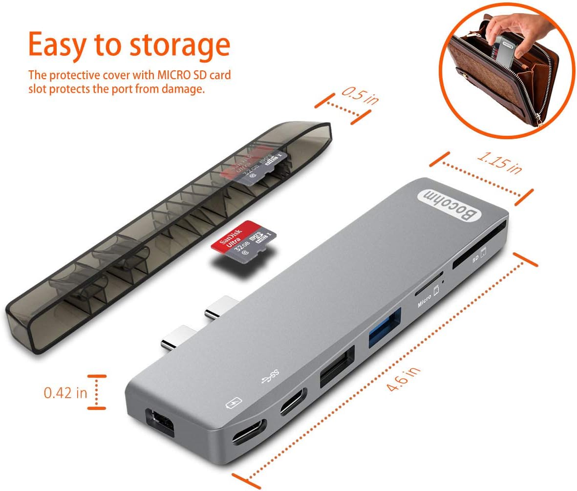 USB C Hub with 100W Power Delivery, Mini DisplayPort, USB3.0, SD/MicroSD Card Reader, M.2 SATA III SSD 8 in 1 V716850