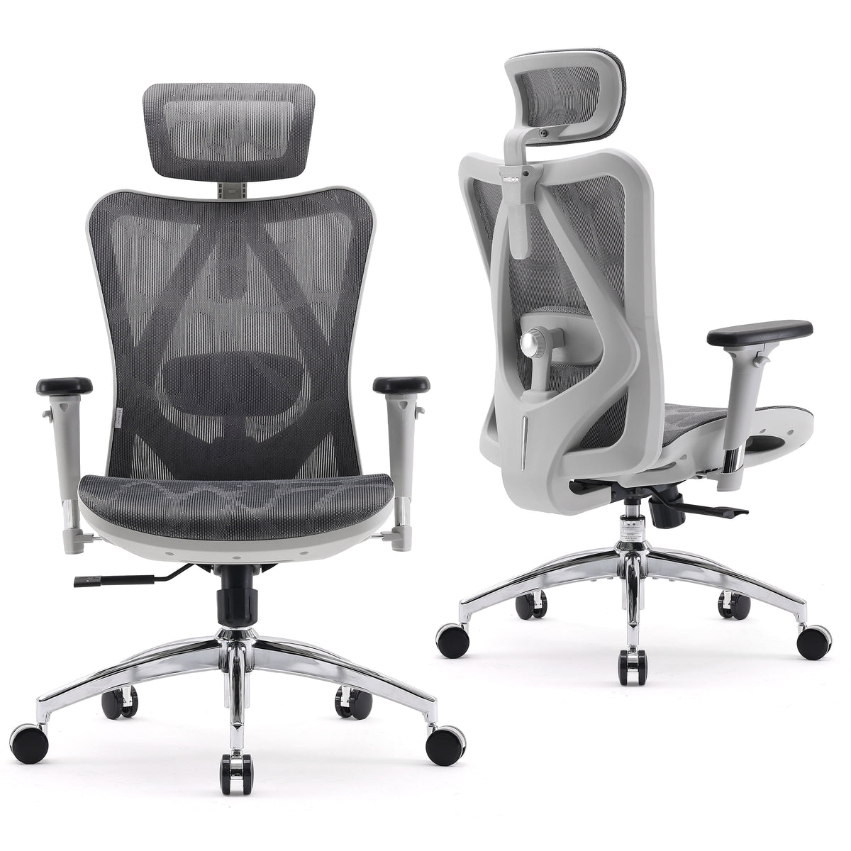Black Ergonomic Mesh Office Chair with Headrest and Lumbar Support L201