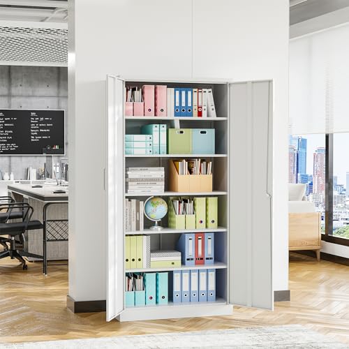 Locking Metal Storage Cabinet with 5 Adjustable Shelves U9189