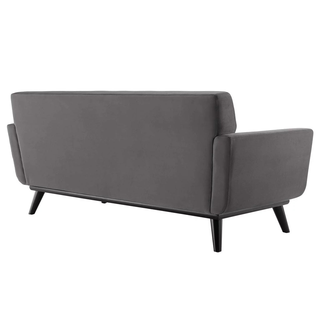 Gray Channel Tufted Performance Velvet Loveseat D379709