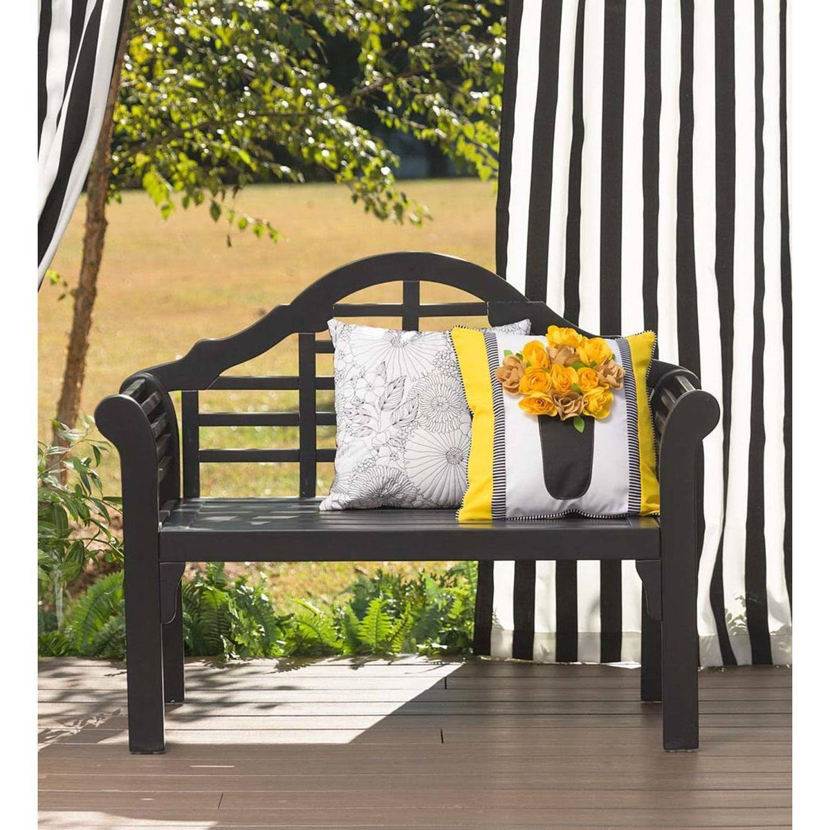 Black Eucalyptus Wood Garden Bench L86290