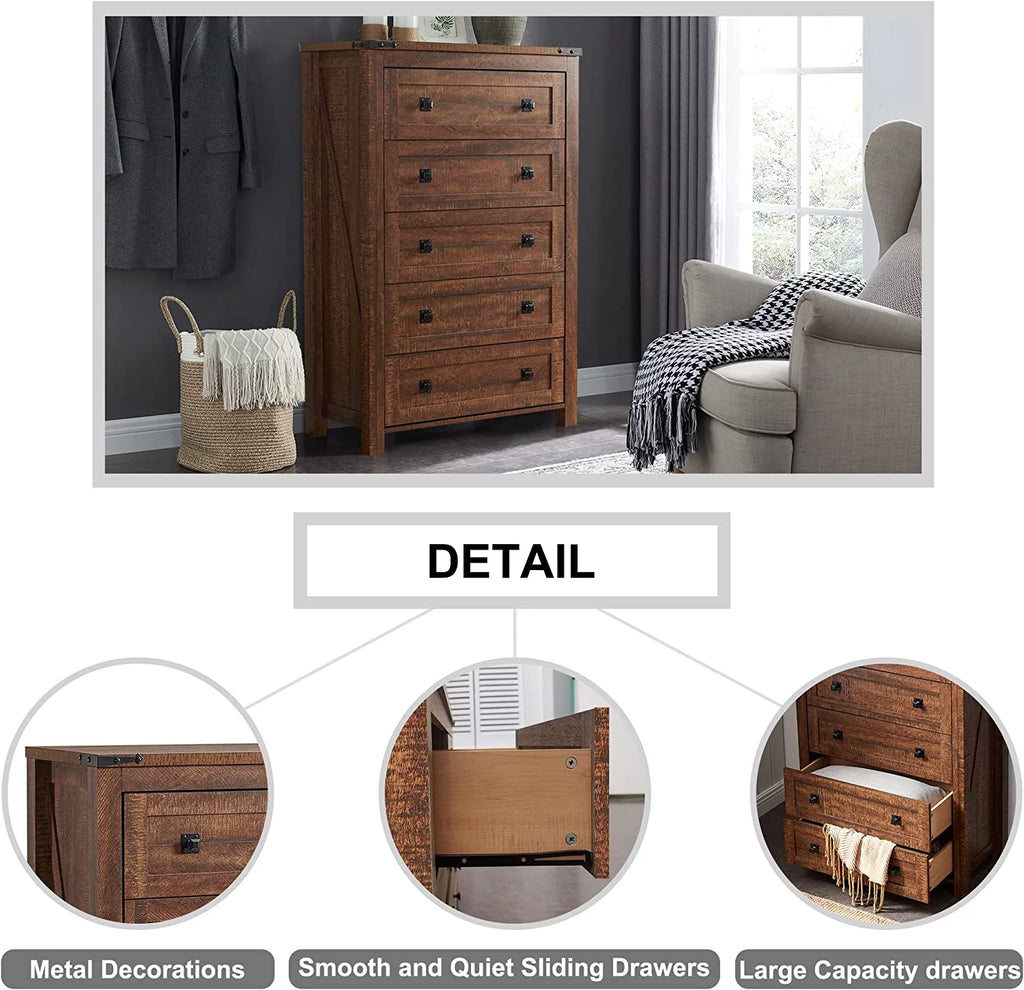 Farmhouse 6 Drawers Wood Dresser Q589
