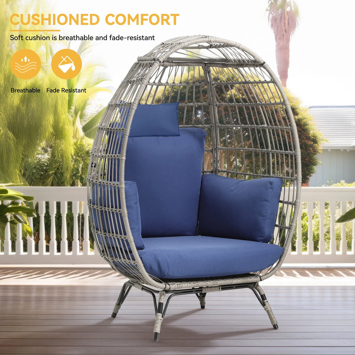 Egg Chair with Cushion Wicker PE Rattan O809