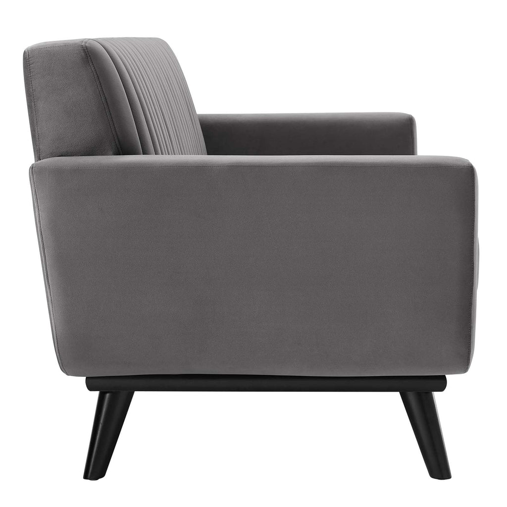 Gray Channel Tufted Performance Velvet Loveseat D379709