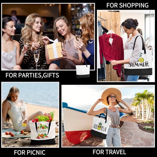6 Pack Canvas Tote Bags with Zipper Z46192