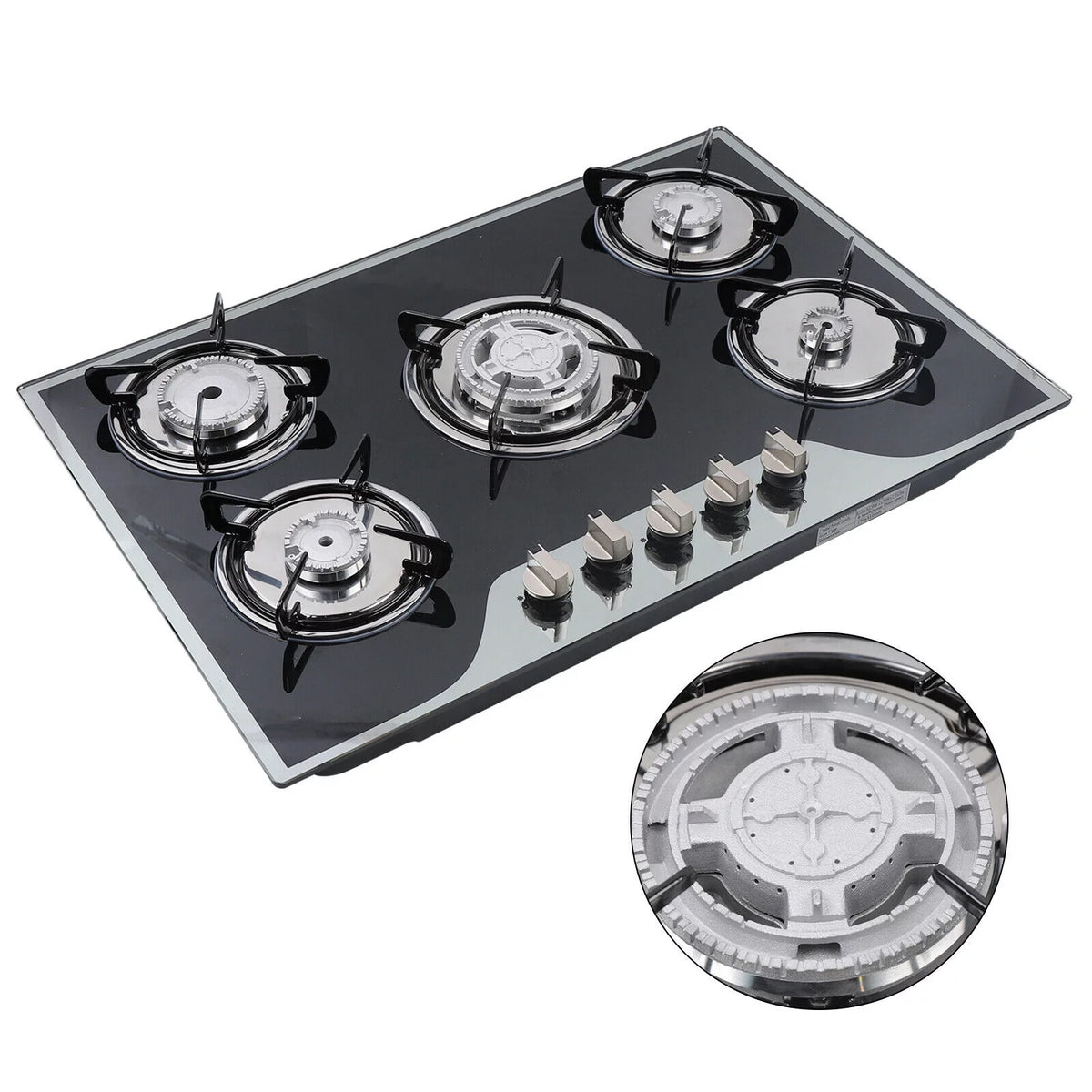 5 Burner Tempered Glass Gas Cooktop I822