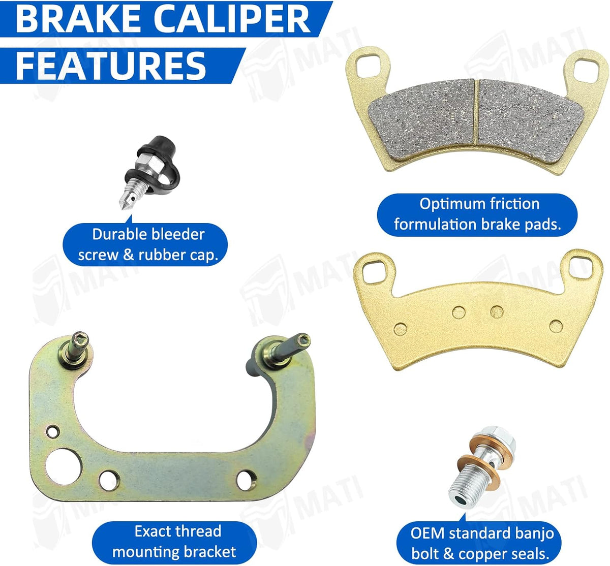 Front Left Right Brake Calipers for Polaris Ranger 500 570 700 EV LEV Sportsman ACE 325 570 900 GEM EM1400 LSV MVRS 700 800 Q6543