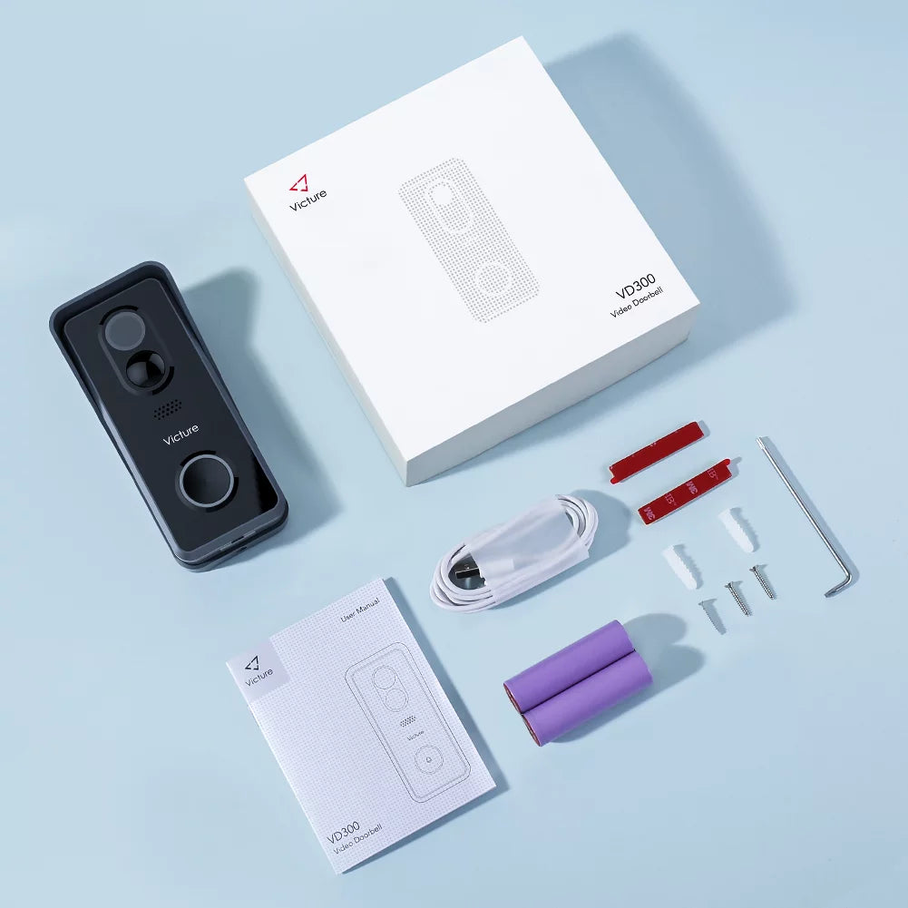 Wireless Video Doorbell Camera 1080P WiFi with Chime and Batteries Black V620851