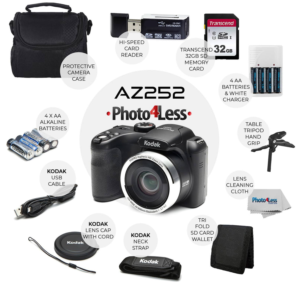 Black Digital Camera Kit with 32GB Memory Card H427