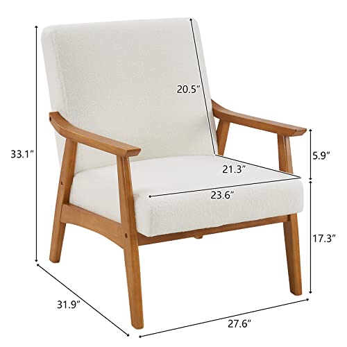 Creamy-White Teddy Fleece Upholstered Accent Chair Q356