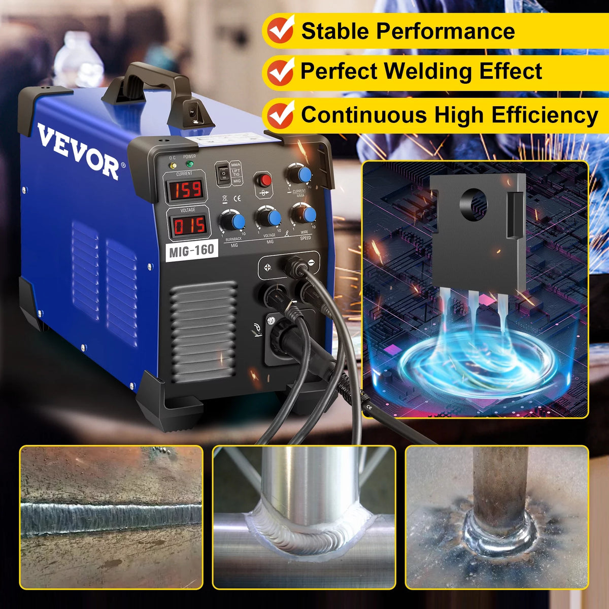 160 Amp 3 in 1 MIG TIG Arc Welder 110V/220V DC Welding Machine N30459