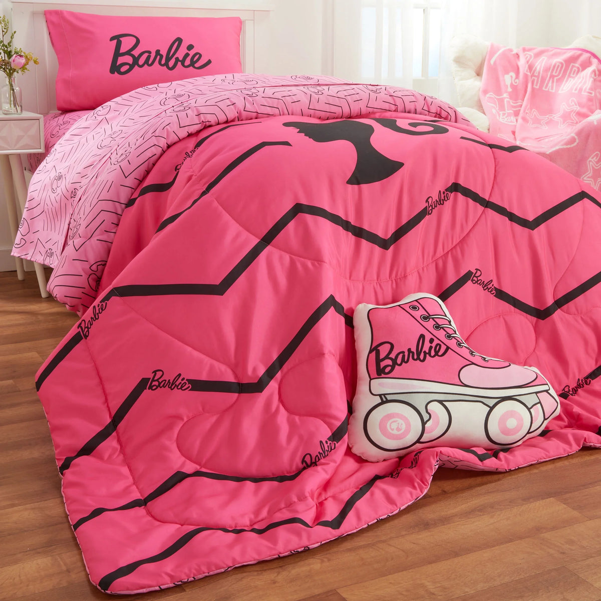 Pink Chevron Microfiber Twin Full Comforter Set A429