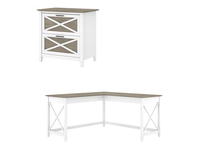 L-shaped Desk with 2-drawer lateral filing cabinet V6115