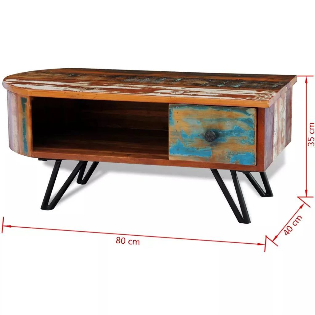 Solid Reclaimed Wood Coffee Table with Iron Pin Legs N398471