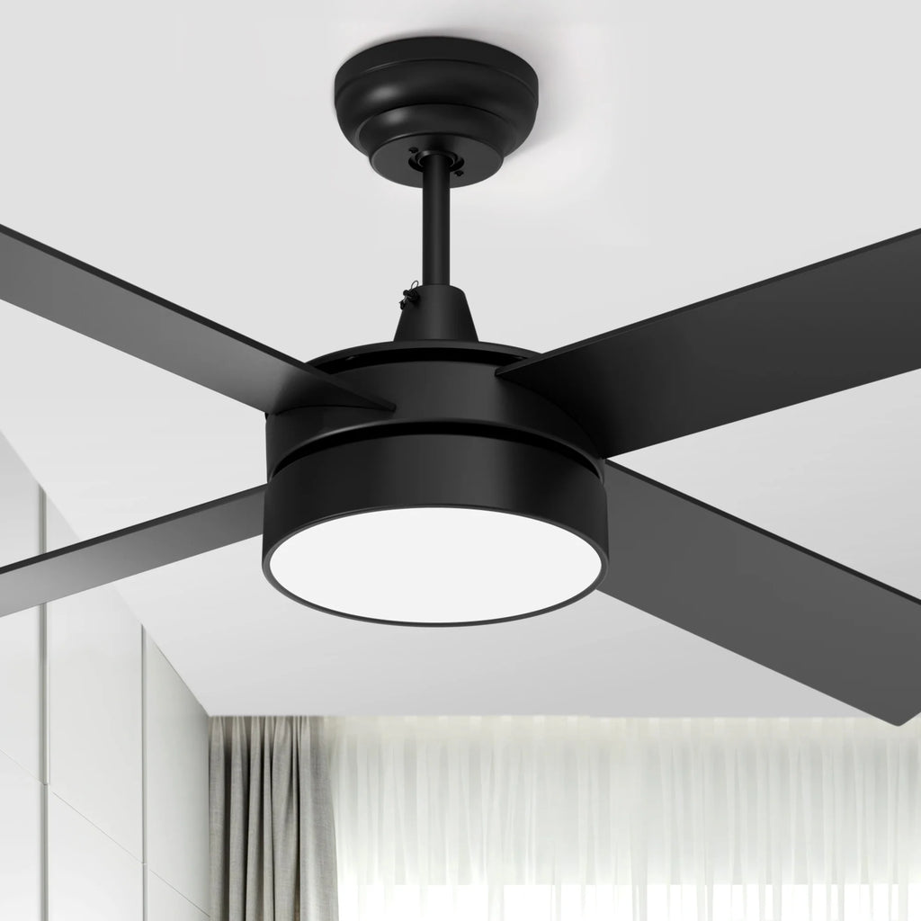 Black Ceiling Fan with Light and Remote E743