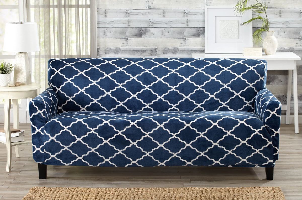 Printed Velvet Plush Washable Sofa Slipcover X76820