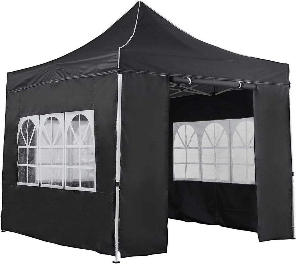 2x2m Pop-up Gazebo Canopy Tent with 4 Side Panels & Carry Bag Steel Frame Waterproof K53959
